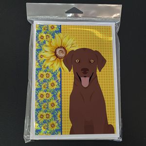 Summer Sunflowers & Chocolate Labrador Retriever Pack 8 Whimsical A7 Size 5x7 Blank Vetting Cards Enveloppes pour Notes Messages - Product Image 3