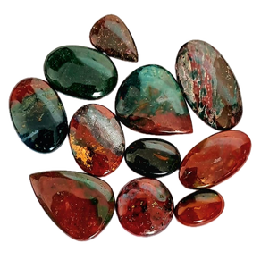 Lot de 100 grammes de cabochons en pierre de sang naturelle, 9-11 pièces, tailles et formes variées, pierres précieuses en vrac pour la fabrication de bijoux - Product Image 2