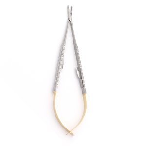 Portaagujas Castroviejo Recto con Mango Redondo TC 1.2mm 18cm, Instrumento Microquirúrgico de Precisión de Acero Inoxidable - Product Image 3