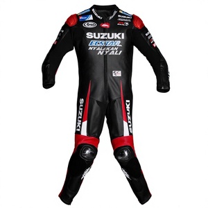 Combinaison de course en cuir Maverick Vinales 1 pièce en cuir de vachette/crocodile pour moto, course sur circuit/équitation, combinaison/Motocp pour motard avec armure de niveau 2 - Product Image 1