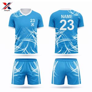 Ensemble de maillots de football de haute qualité pour hommes adultes, 100% polyester, respirant, léger, manches courtes, OEM - Product Image 1