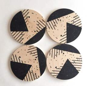 Posavasos Decorativos de Madera con Diseño de Flores de Lavanda Blancas, Juego de 4 Piezas, Vajilla para el Hogar y la Cocina, Venta al por Mayor - Product Image 4