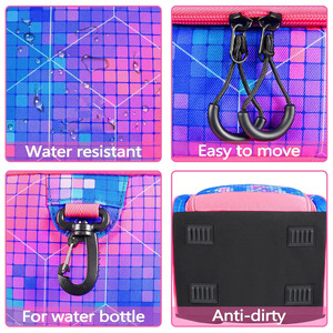 Mochila Deportiva Geométrica Rosa y Azul para Niñas con Compartimento para Zapatos y Cierre de Cremallera - Product Image 6