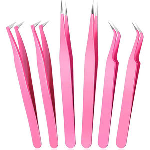 Pince à épiler de précision DANTRIC IMPLANTS JA-874 en acier inoxydable durable, 10 mm, pointe lisse rose pour extensions de cils 3D 6D Volume - Product Image 3