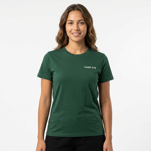 Camiseta de algodón verde para mujer, cuello redondo, corte regular, informal, color sólido, manga corta, transpirable. - Product Image 4