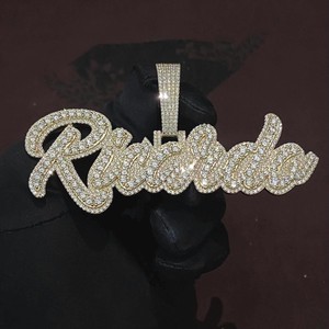 Colgante Personalizado con Nombre en Capas, Chapado en Rodio, con Diamantes VVS1 de 19 Quilates, Plata 925 y Oro de 10K, Fuente Personalizada, Amuleto de Joyería para Hombre - Product Image 1