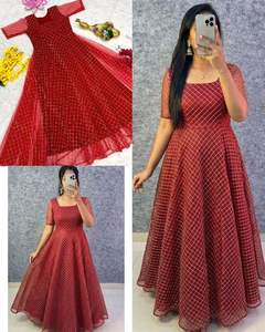 Vestidos Anarkali de tela de red listos para usar, estilo indio, con bordados, modernos, para fiestas y festivales, colección de vestidos para mujer - Product Image 4