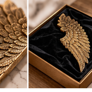 Poignée de porte Seraphis Crest en laiton antique avec ailes d'ange |   Poignée de tirage décorative artistique en laiton pour portes et meubles d'hôtel de luxe - Product Image 4