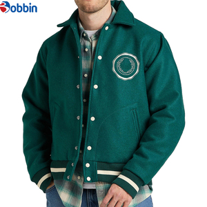 BOBBIN INDUSTRIES. Veste de baseball d'hiver pour homme, style streetwear, veste varsity verte, style street, patch brodé, col rabattu - Product Image 2