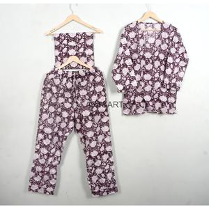 Conjunto de Pijama 100% Algodón de Alta Calidad para Verano y Otoño, Secado Rápido, Transpirable, Ropa de Estar Cómoda con Estampado Floral, Venta al Por Mayor para Primavera - Product Image 6