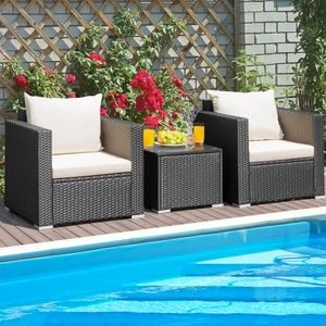 Ensemble de conversation en osier pour patio, 3 pièces, avec coussins - Product Image 6