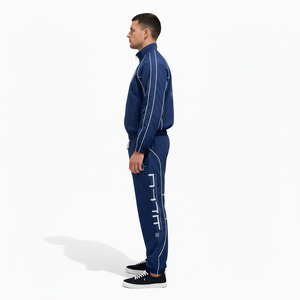 Conjunto Deportivo Azul para Hombre, Chaqueta con Cierre Completo y Cuello Alto, Estilo Deportivo, Transpirable, Poliéster, Corte Regular, para Otoño, con Bolsillos Laterales - Product Image 2