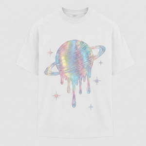Camiseta de Lujo con Estampado Reflectante para Hombre, Camiseta de Algodón Premium de Manga Corta, Transpirable, Informal, Moderna, para Uso Diario - Product Image 1