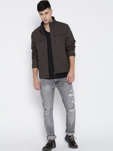 Chaqueta Bomber Marrón para Hombre, Cierre de Cremallera, Color Sólido, Informal, Invierno, 100% Algodón, Ecológica, Resistente al Viento, Transpirable - Product Image 4