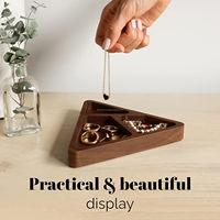 Porte-bague triangulaire en bois et plat à bijoux plateau organisateur en bois pour collier et boucles d'oreilles multiples affichage cadeau et accessoires