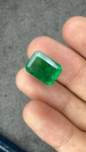 Émeraude naturelle de 7,92 carats, provenant de la mine de Zambie, taille octogonale facettée, vert intense, pour bague, pendentif, bijoux personnalisés, effet de couleur changeante - Product Image 2