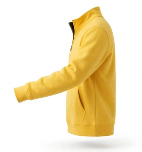 Sweat-shirt à col montant et fermeture éclair vert lime fluo, avec poche avant, en coton molletonné, pour tenue décontractée et active, vente en gros - Product Image 5
