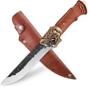 New Collection Premium Damascus Steel Chef Knife| Multifunction Boning Knife with Wooden Handle and Leather Cover