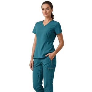 Uniformes de Hospital Personalizados Más Vendidos para Mujeres, Conjuntos de Uniformes Médicos de Enfermería con Cuello en V y Media Manga al por Mayor - Product Image 1