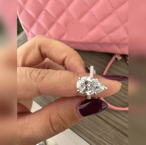 Bague en or 9K 14K 18K avec diamant de laboratoire taille poire 3 carats certifié IGI, cadeau de luxe pour femme, mariage, fiançailles, anniversaire - Product Image 6