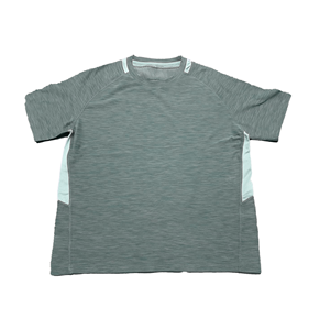 T-shirt à manches courtes pour homme, col rond, coupe régulière, style décontracté, gris avec empiècements latéraux roses, séchage rapide, polyester - Product Image 3