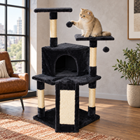 Arbre à chat multi-niveaux en peluche avec panneau à gratter et double perchoir – Vente en gros