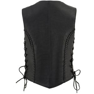 Chaleco Formal de Invierno para Mujer 2025, con Cordones Laterales Trenzados, Capucha, Cuero Genuino, Tejido de Piel de Algodón, Logotipo Tejido - Product Image 3