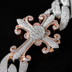Colgante de Cruz Chapado en Oro Rosa con Incrustaciones de Diamantes, Amuleto Religioso, Joyería de Moda Unisex, Regalo - Product Image 1