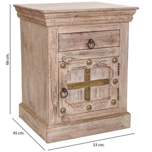 Solid Mango Wood Nightstand <b>End</b> <b>Table</b> Antique Cabinet Accent Side <b>Table</b> for Bedroom Living Room - Product Image 3