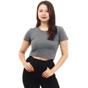 2026 Unisex Slim <b>Fit</b> <b>Crop</b> Top <b>T</b>-<b>Shirt</b> Breathable Eco-Friendly Cotton Solid Color Short Sleeve Summer - Product Image 1