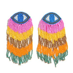 Boucles d'oreilles chic faites à la main en perles de rocaille, accessoire de mode coloré, boucles d'oreilles bohèmes tendance en perles de rocaille, bijoux faits à la main - Product Image 6