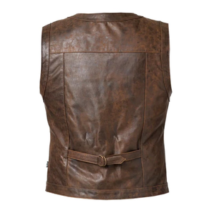 High Quality Finishing Men’s Vintage Brown Leather Vest Premium Handmade Motorcycle Waistcoat with Durable Stitching - Product Image 2