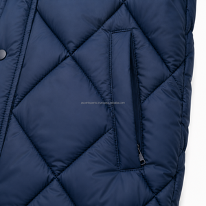 Manteau long matelassé noir pour homme, veste d'hiver, vêtement d'extérieur chaud, coupe-vent, imperméable, parka, production sur mesure en gros - Product Image 4