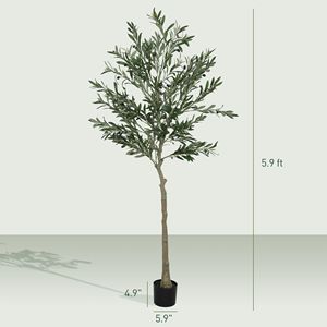 Albero di Ulivo Artificiale Sempreverde da 1,8 m con Foglie e Frutti in Seta, Pianta Finta da Interno per Casa, Ufficio, Soggiorno in Vaso, Misura 5m - Product Image 3