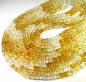 Cuentas de Citrino Natural Multicolor Heishi de 6 mm, Corte Facetado Amarillo, Hilo de 16 Pulgadas, Perforado en el Centro, para Joyería DIY - Product Image 1