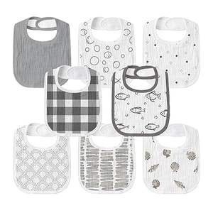 Ensemble de 3 bavoirs pour bébé en mousseline de bambou 100% - Écologiques, hypoallergéniques, imprimés neutres - Product Image 1
