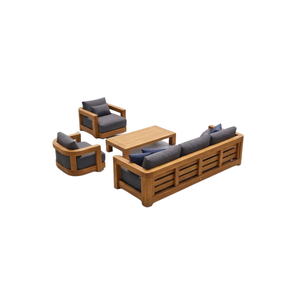 Ensemble de canapés d'extérieur modernes de luxe ARTERRA, canapé modulaire en teck avec table et coussins, mobilier de jardin et de terrasse haut de gamme - Product Image 1