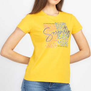 เสื้อยืดคอกลมแขนสั้นสีเหลืองลายเสือดาว ดีไซน์เซเรนิตี้ ทรงปกติ สไตล์ลำลอง ผ้าฝ้ายแคนวาส สำหรับผู้หญิง - Product Image 4