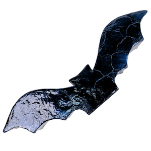 Sculpture en MDF en forme de chauve-souris avec incrustation de Capiz noir, figurine d'animal volant d'Halloween faite à la main pour la décoration intérieure et l'affichage de fête - Product Image 2