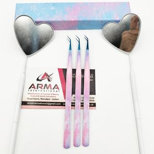 Pinzas Profesionales de Acero Inoxidable para Extensión de Pestañas, Diseño de Mármol, Punta Puntiaguda, Aislamiento de 45 Grados, Duraderas y Precisas - Product Image 3