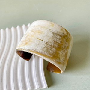 Natural Ox Horn Eco-Friendly Polished Animal Style Bangles 5cm Height Real Horn Wide C <b>Cuff</b> Buffalo Horn Jewelry - Product Image 1