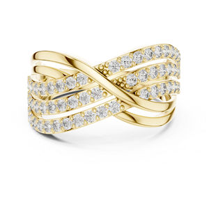 Bague d'anniversaire en or jaune 14 carats avec diamant de laboratoire rond pour femme |   Nouveau diamant cultivé - Product Image 1