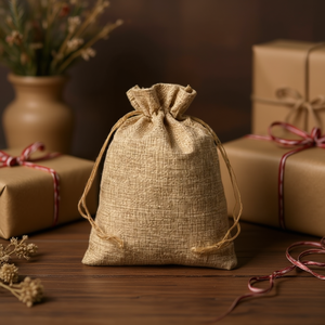 Bolsa de yute con cordón de 10x15cm para empaque de regalos - Product Image 2