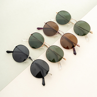 Lunettes de soleil rondes rétro personnalisées pour hommes, lunettes solaires en métal, lunettes de soleil légères et tendance pour femmes