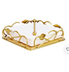 Porte-mouchoirs en métal doré Glam, design carré, support à serviettes autoportant - Product Image 2