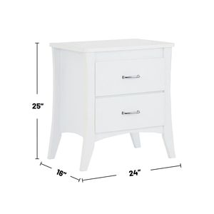 Mesa de Noche de Madera MDF con Acabado Blanco y 2 Cajones - Product Image 3