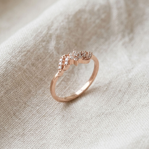 Rose Gold Natural Diamond Halo <b>Bridal</b> Band Ring Trendy Gold Plated Wedding Engagement Gift Jewelry - Product Image 4