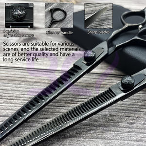Ciseaux de coiffure professionnels de 7,5 pouces, noirs, multi-usages, haute qualité, nouvelle arrivée, sur mesure, pour salon - Product Image 6