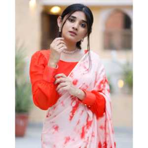 ผ้าซิ่นชีฟองผ้าฝ้ายลายมีลอนสีส้มแบบมัดย้อม สำหรับงานปาร์ตี้  ดีไซน์หรูหราสำหรับผู้หญิง - Product Image 5