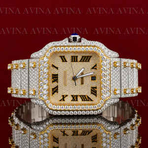 Reloj de Lujo con Incrustaciones de Moissanita Estilo Hip Hop para Hombre |   Reloj de Pulsera Mecánico Automático con Números Romanos y Diamantes - Product Image 2